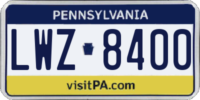 PA license plate LWZ8400
