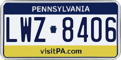PA license plate LWZ8406