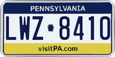 PA license plate LWZ8410