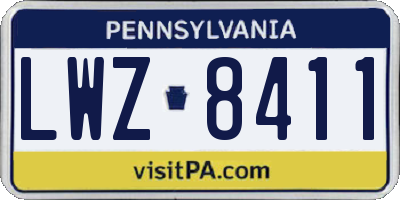 PA license plate LWZ8411