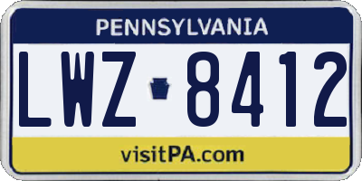 PA license plate LWZ8412