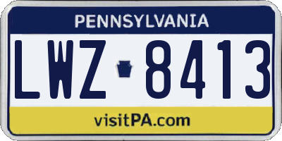 PA license plate LWZ8413