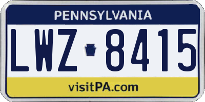 PA license plate LWZ8415