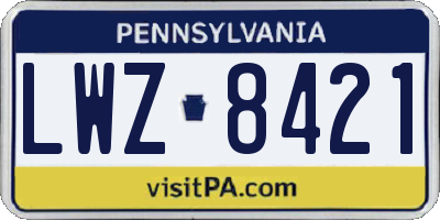 PA license plate LWZ8421