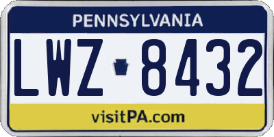 PA license plate LWZ8432