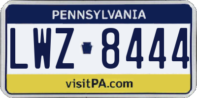 PA license plate LWZ8444