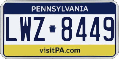 PA license plate LWZ8449