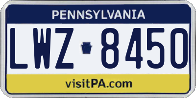 PA license plate LWZ8450