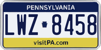PA license plate LWZ8458