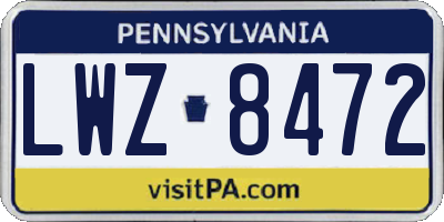 PA license plate LWZ8472