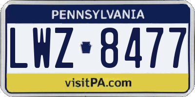 PA license plate LWZ8477
