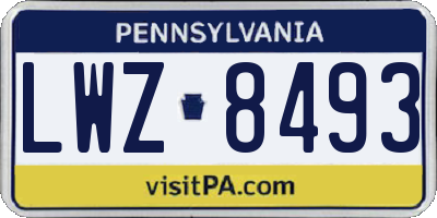 PA license plate LWZ8493