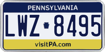PA license plate LWZ8495