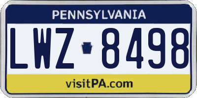 PA license plate LWZ8498