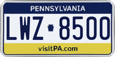 PA license plate LWZ8500