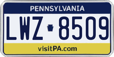 PA license plate LWZ8509