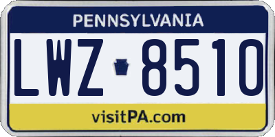 PA license plate LWZ8510