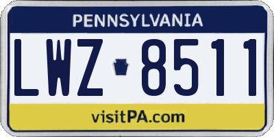PA license plate LWZ8511