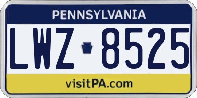 PA license plate LWZ8525