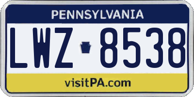PA license plate LWZ8538