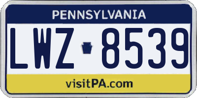 PA license plate LWZ8539
