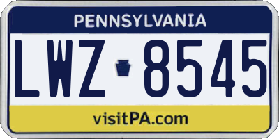 PA license plate LWZ8545