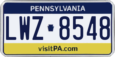PA license plate LWZ8548