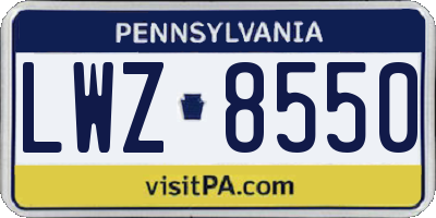 PA license plate LWZ8550
