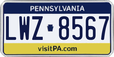 PA license plate LWZ8567