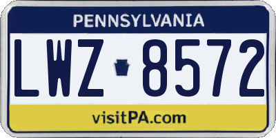 PA license plate LWZ8572