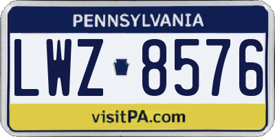 PA license plate LWZ8576