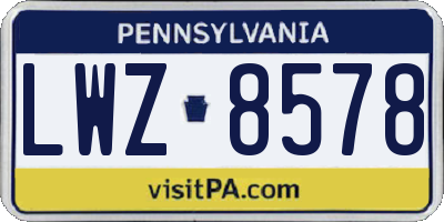 PA license plate LWZ8578