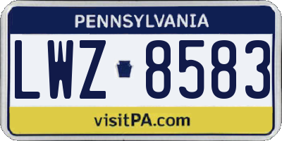 PA license plate LWZ8583