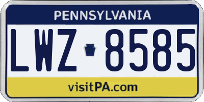 PA license plate LWZ8585