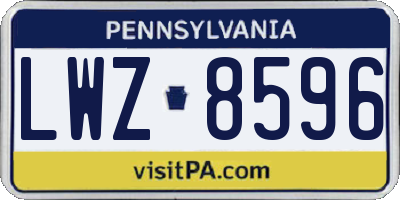 PA license plate LWZ8596
