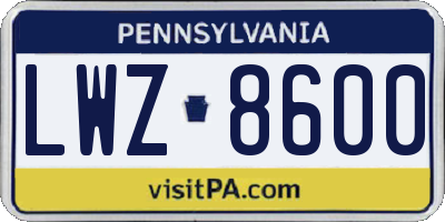 PA license plate LWZ8600
