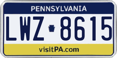 PA license plate LWZ8615