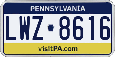 PA license plate LWZ8616