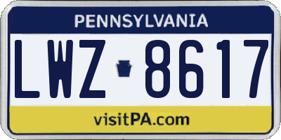 PA license plate LWZ8617