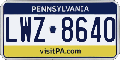 PA license plate LWZ8640