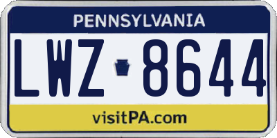 PA license plate LWZ8644
