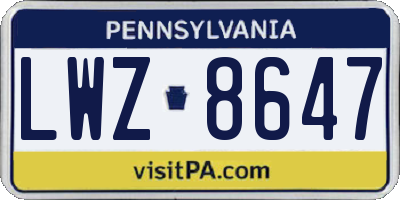 PA license plate LWZ8647
