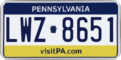 PA license plate LWZ8651