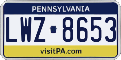 PA license plate LWZ8653