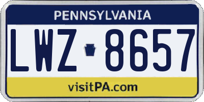 PA license plate LWZ8657