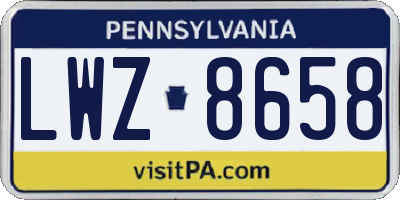 PA license plate LWZ8658