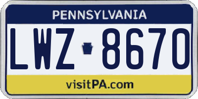 PA license plate LWZ8670