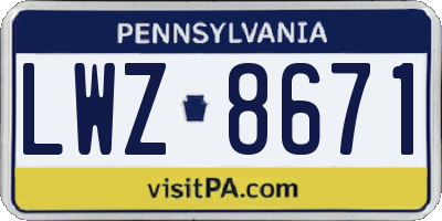 PA license plate LWZ8671