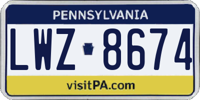 PA license plate LWZ8674