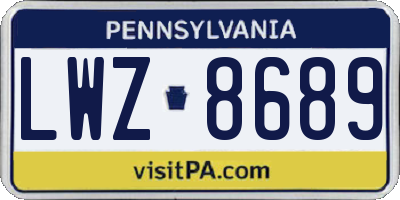 PA license plate LWZ8689